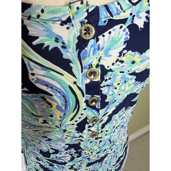 Lilly Pulitzer Merrill Maxi Dress High Tide Navy Col Scuba Doo Print Side Slit S - Picture 10 of 11